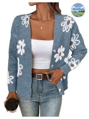 Floral Button Down Cardigan Sweater